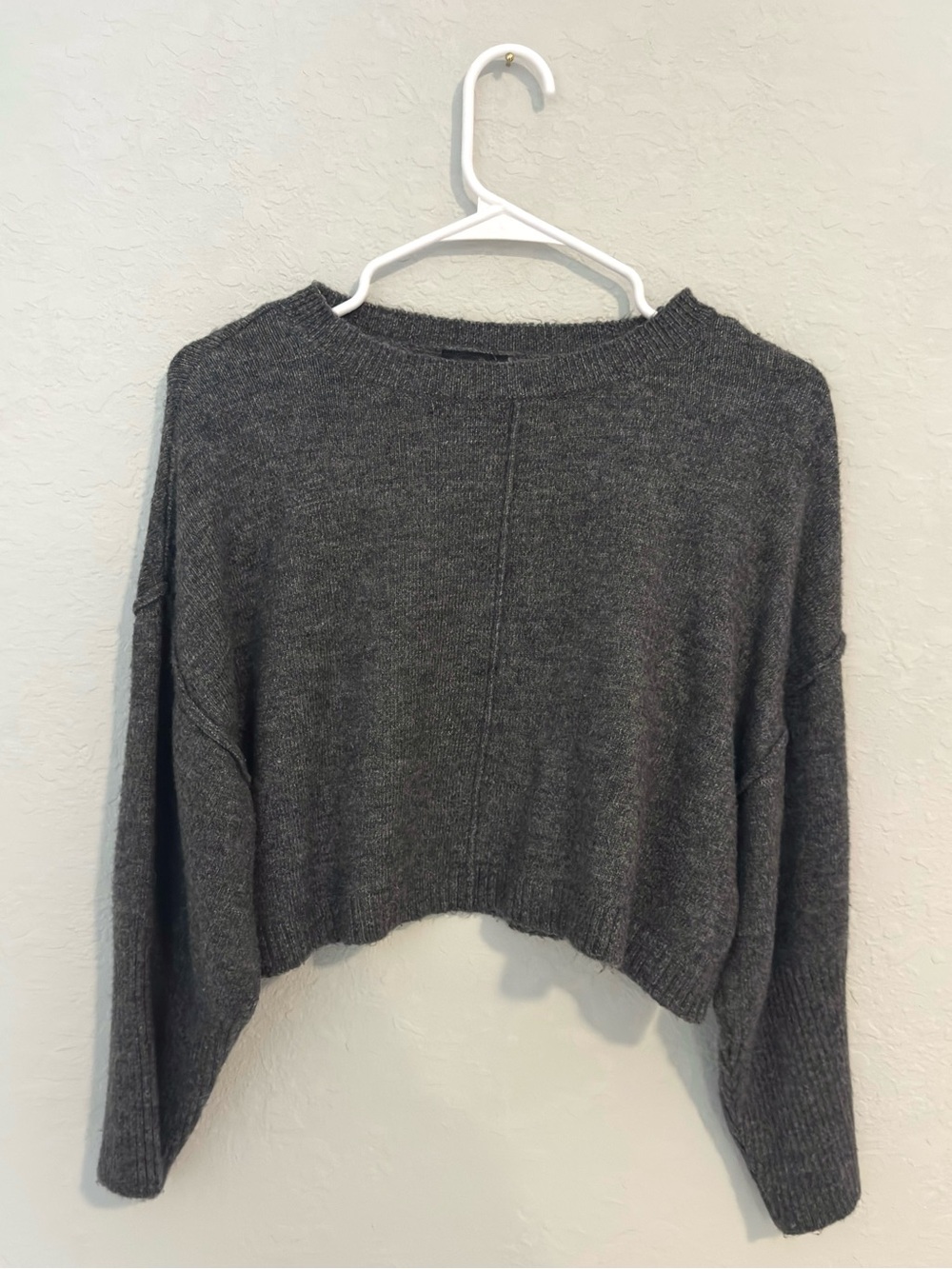 TopShop Charcoal Gray Cropped Knit Sweater - Women's